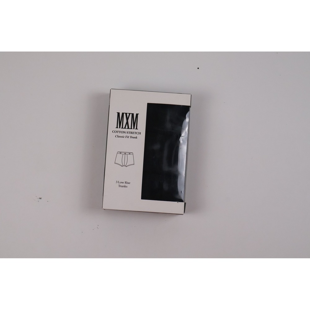 MXM Classic Fit Trunk 3-Pack Black Solid Large Cotton Stretch NWT